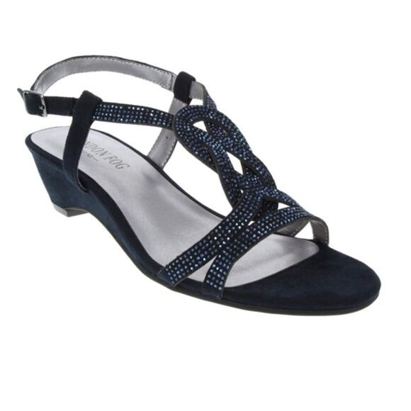 London Fog Navy Strappy Sandals - Picture 1 of 6